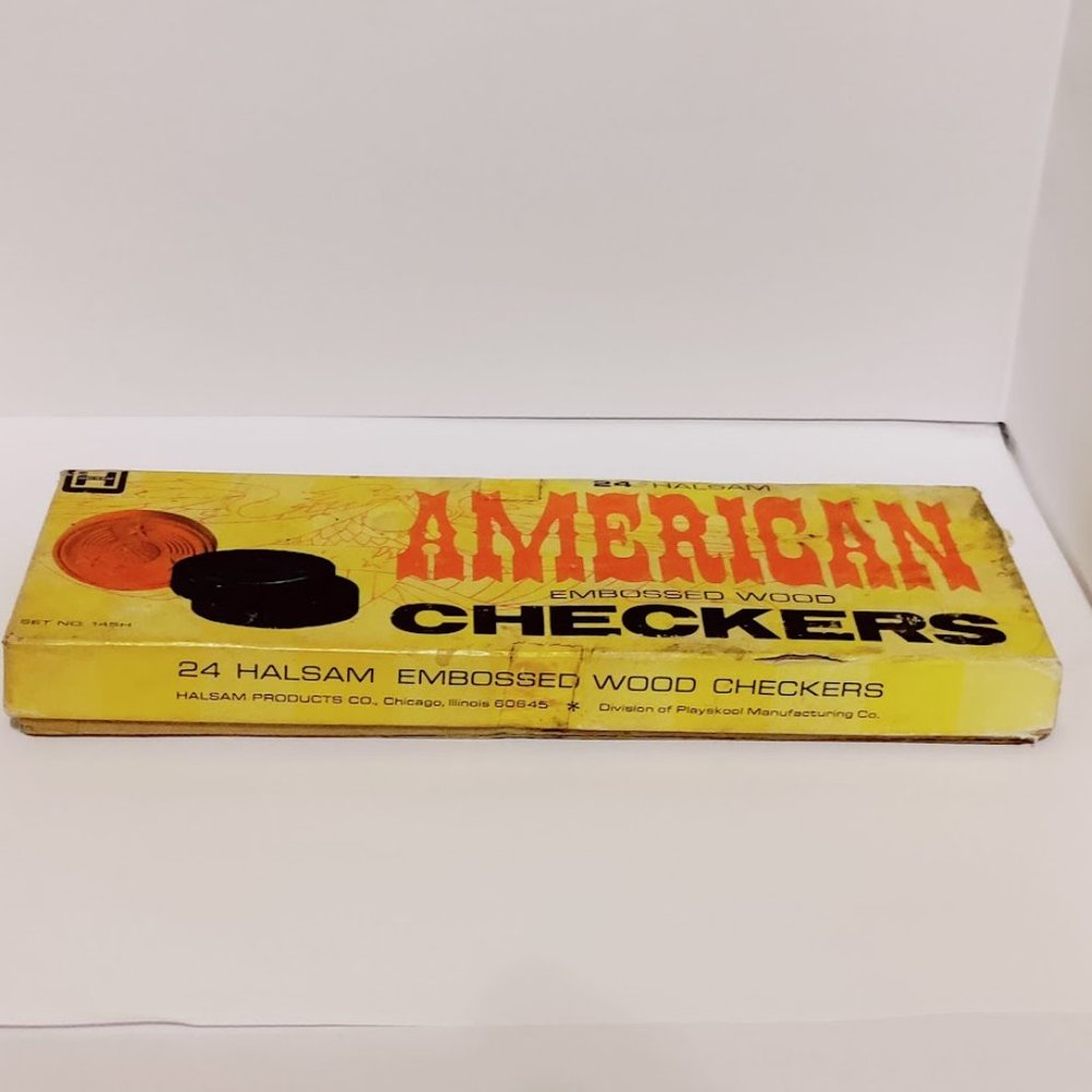 Vintage Halsam 24 Embossed #145H Wood Tournament Checkers